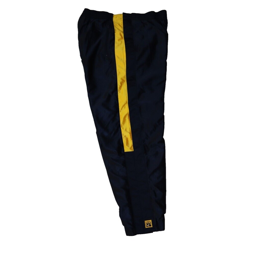 Nike Vintage Basketball Pants XL Break Away Yellow Navy Blue Warm Up Baggy Y2K